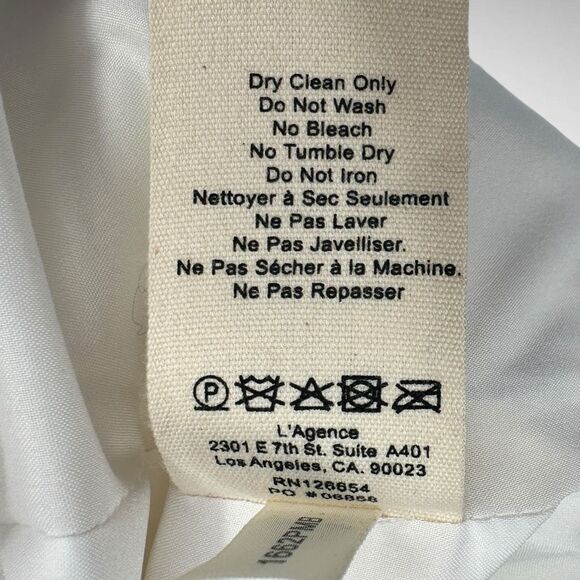 L’AGENCE Scarlet White Colorblock Tuxedo Crop Blazer Jacket Size 2 Satin Lapel - Picture 10 of 13